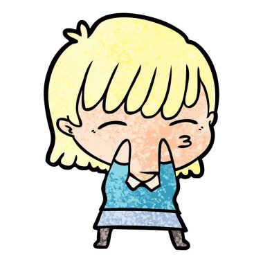 Çizgi filmdeki kadının vektör çizimi