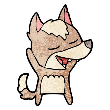 vektör çizim karikatür kurt gülen