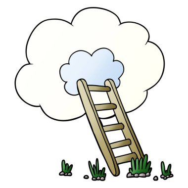 çizgi film merdiven bulut içine
