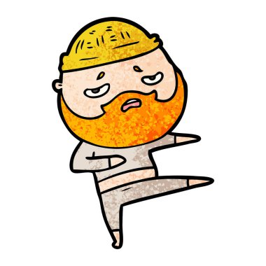 Sakallı endişeli adam çizgi film