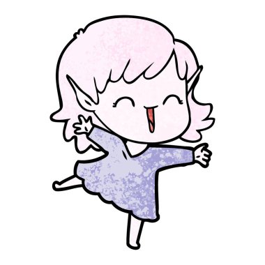 vektör çizim karikatür elf kızı