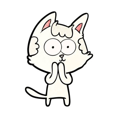 vektör çizim karikatür mutlu kedi