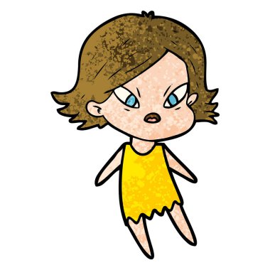 Çizgi filmdeki kadının vektör çizimi