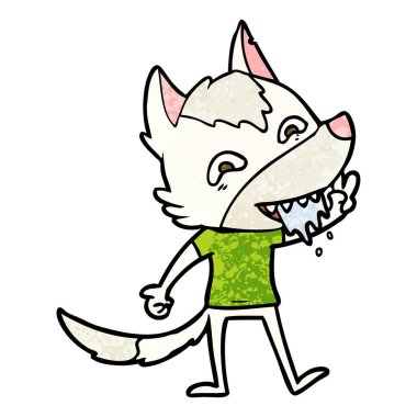 vektör çizim karikatür aç kurt