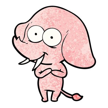 mutlu çizgi film fil vektör çizim