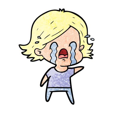 vektör çizim karikatür kadının ağladığını