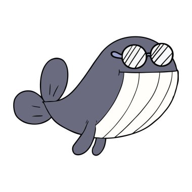 gözlük takan karikatür balina