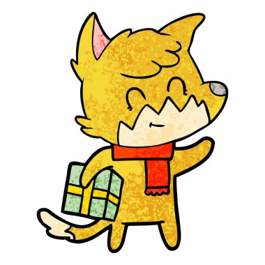 karikatür mutlu fox ile hediye