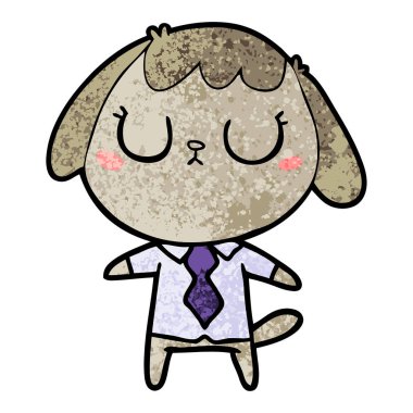 sevimli çizgi köpek Office gömlek giymiş