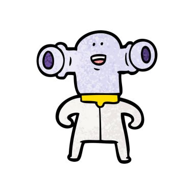 Dostu karikatür uzaylı vektör çizim