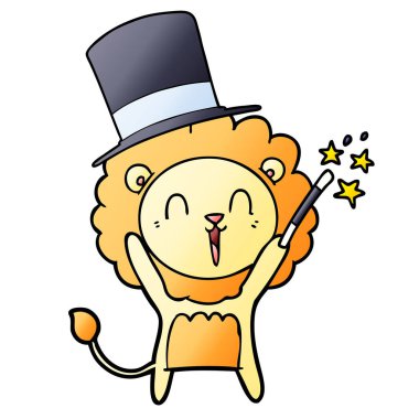 Aslan karikatür gülen vektör çizim