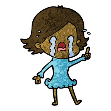 vektör çizim karikatür kadının ağladığını