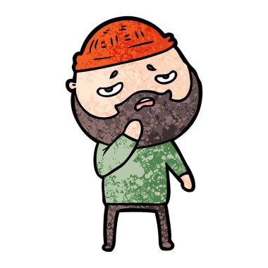 Sakallı endişeli adam çizgi film