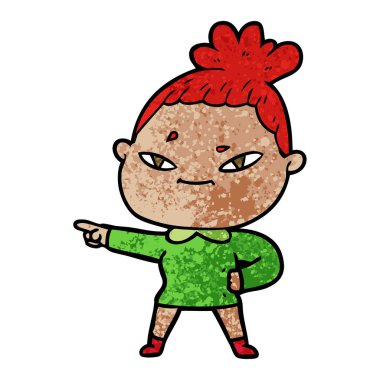 Çizgi filmdeki kadının vektör çizimi