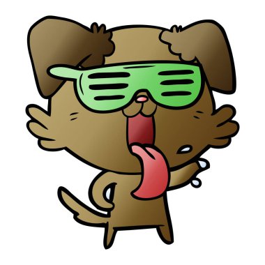 karikatür nefes nefese dans eden köpek