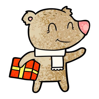 xmas hediye ve eşarp ile dost ayı