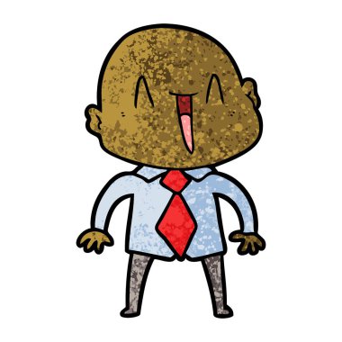 mutlu karikatür kel adam