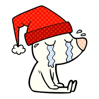 oturma kutup ayısı ağlıyor çizgi film