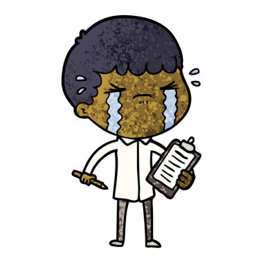 vektör çizim karikatür adam ağlıyor