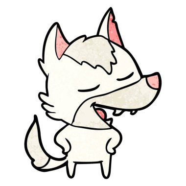 vektör çizim karikatür kurt gülen