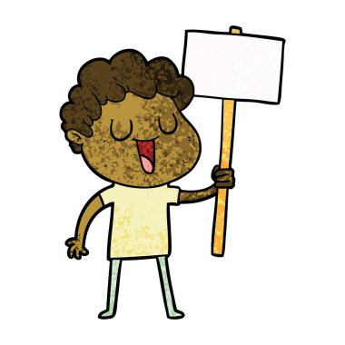 çizgi film adam siyah tabelasını ile