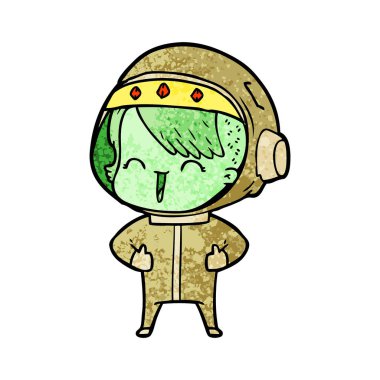 mutlu karikatür alan kız