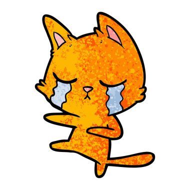 vektör çizim karikatür kedi ağlama