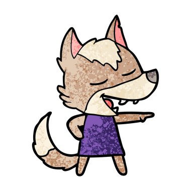 vektör çizim karikatür kurt gülen