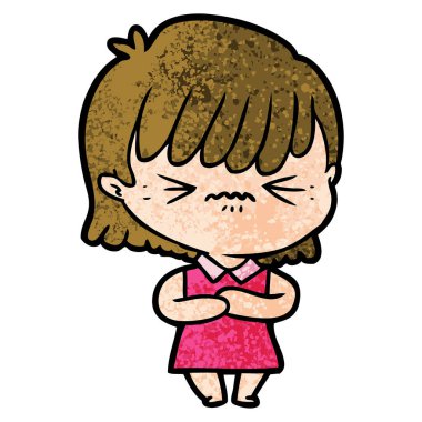 rahatsız çizgi film kız vektör çizim