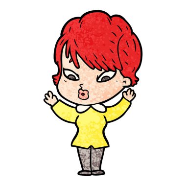 Çizgi filmdeki kadının vektör çizimi