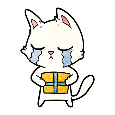 vektör çizim karikatür kedi ağlama