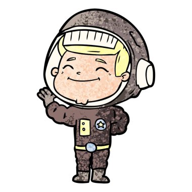 mutlu karikatür astronot vektör çizim