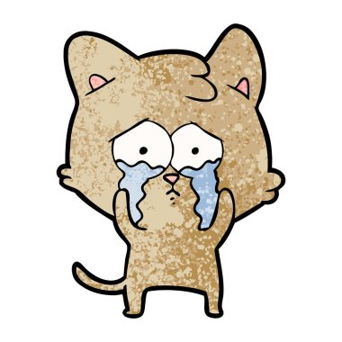 vektör çizim karikatür ağlayan kedi