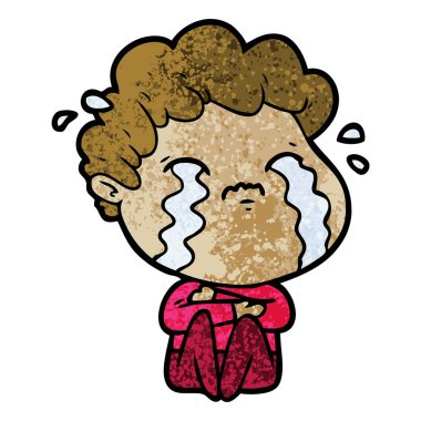 vektör çizim karikatür adam ağlıyor