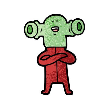 Dostu karikatür uzaylı vektör çizim