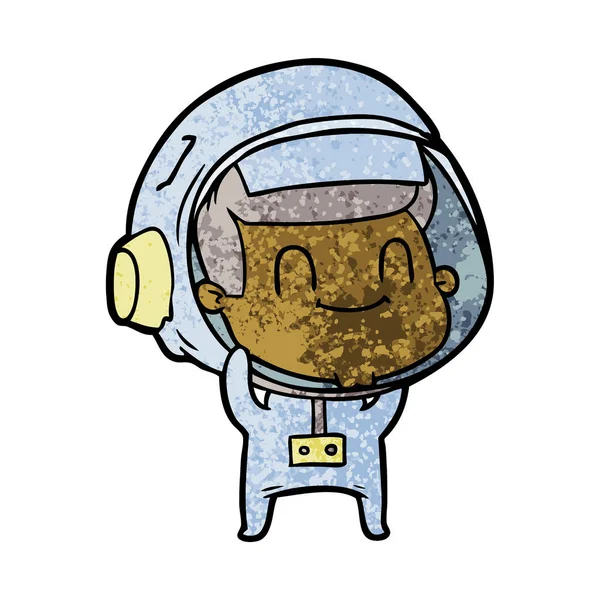 Astronaut Muž Šťastný Karikatura — Stockový vektor