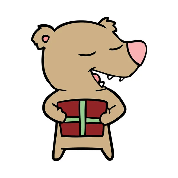 Bear Cartoon Chraracter Met Heden — Stockvector