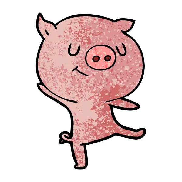 Vector Illustration Happy Cartoon Pig — Stock Vector