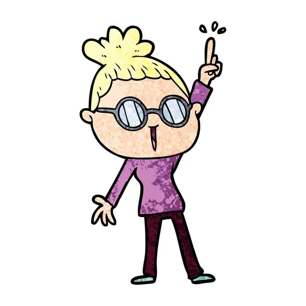 Cartoon Frau Mit Brille — Stockvektor