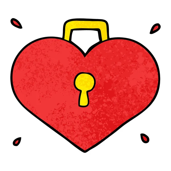 Kreslená Láska Srdce Zámkem — Stockový vektor