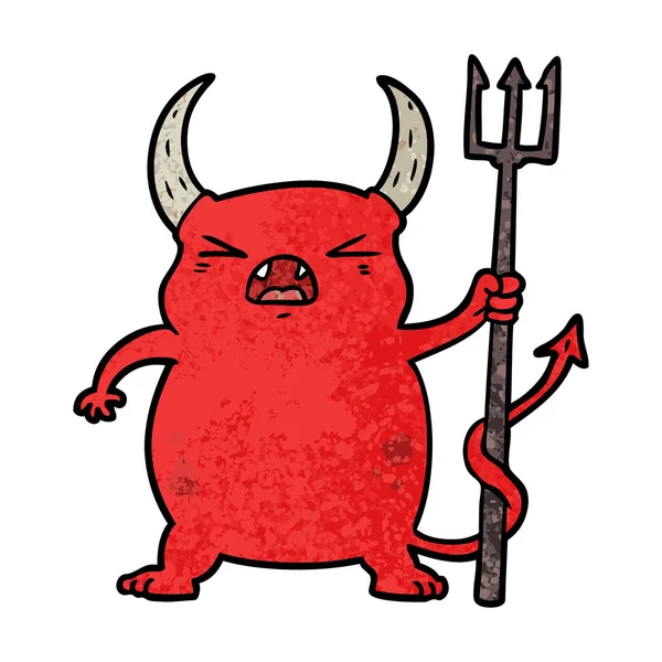Cartone Animato Arrabbiato Piccolo Diavolo — Vettoriale Stock