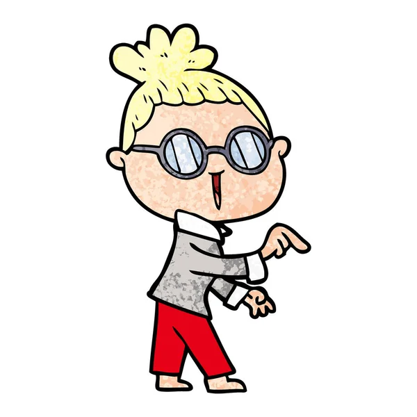 Cartoon Frau Mit Brille — Stockvektor