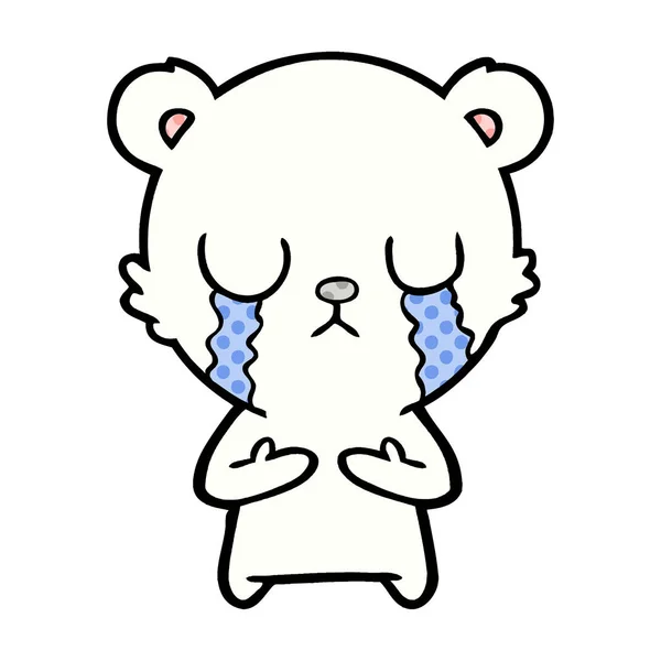 Triste Poco Polar Oso Dibujos Animados — Vector de stock