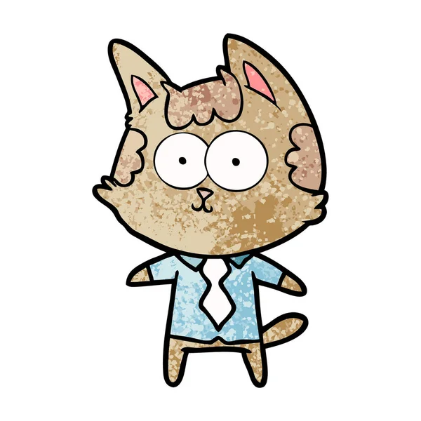 Vektor Illustration Glad Cartoon Katt — Stock vektor