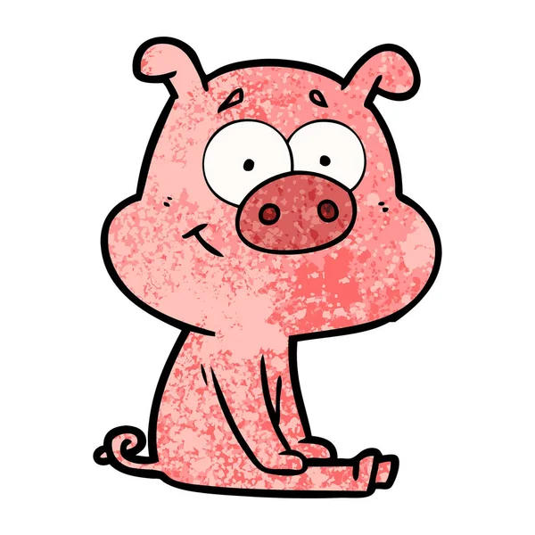 Illustration Vectorielle Cochon Heureux Dessin Animé — Image vectorielle