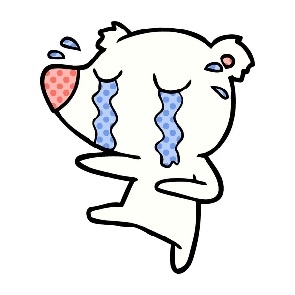 Triste Poco Polar Oso Dibujos Animados — Vector de stock
