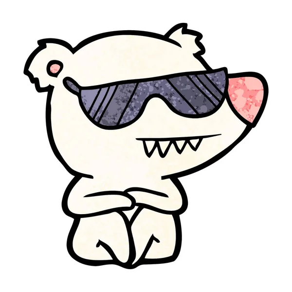 Kreslený Cool Lední Medvěd Sedící — Stockový vektor