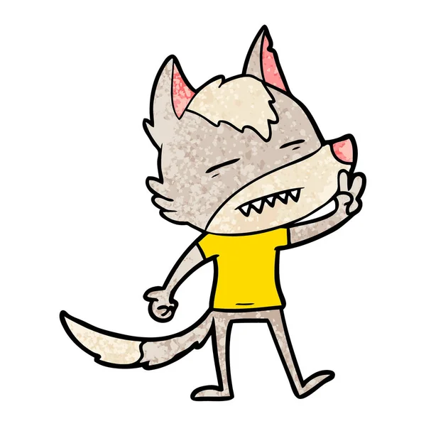 Cartoon Wolf Showing Teeth — Stock Vector