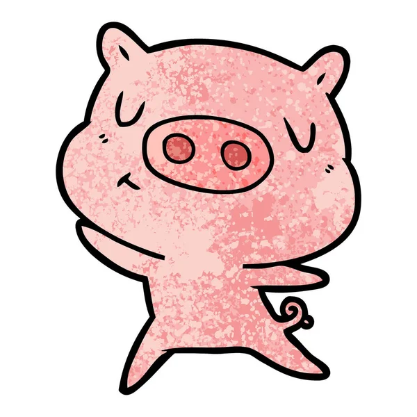 Vector Illustration Cartoon Content Pig — Stock Vector
