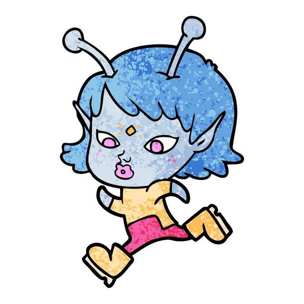 pretty cartoon alien girl running